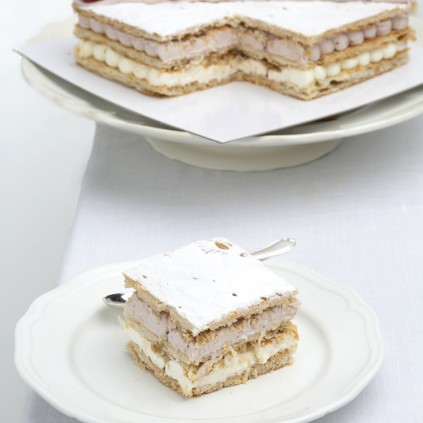 TARTA MILHOJAS DE MASCARPONE Y FRAMBUESA