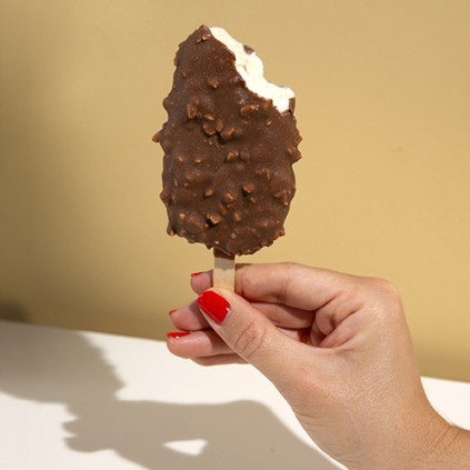 BOMBÓN HELADO DE CARBAYÓN Y CHOCOLATE ALMENDRADO
